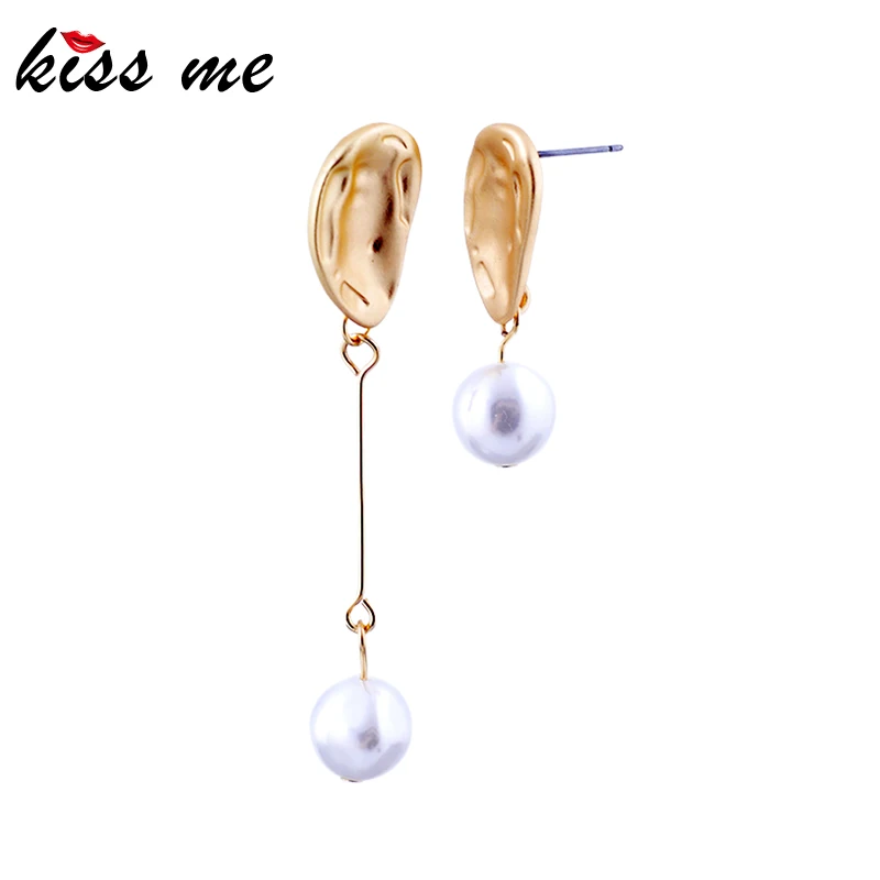 Kissme асимметричный дизайн идеально круглые акриловые жемчужные ношенные золотые