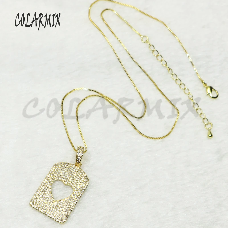 

4 шт. прямоугольные и полые Ювелирные изделия в форме сердца из циркония, женский подарок, ювелирные изделия, подвеска, ожерелье, стильные юв...