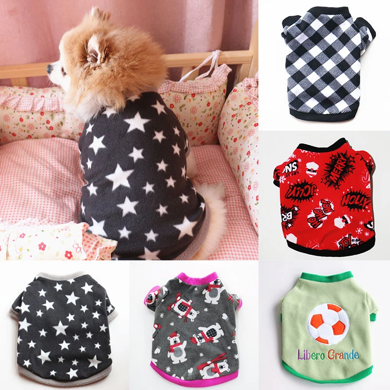 

Теплые толстовки с принтом собак, милая флисовая толстовка для домашних животных, повседневная одежда для собак, теплая одежда для кошек, зи...