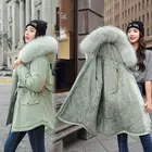 Зимние парки 2021, зимние женские пальто с капюшоном и воротником из искусственного меха, Утепленные зимние куртки с подкладкой, женская зимняя одежда, теплые куртки