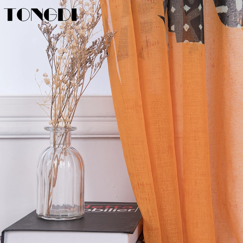 Тюлевые шторы TONGDI с цифровым принтом элегантные прозрачные украшения в виде