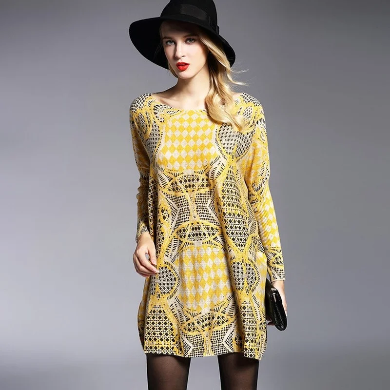 

2021 new large women's flat neck long sleeve fashion medium and long sweater top