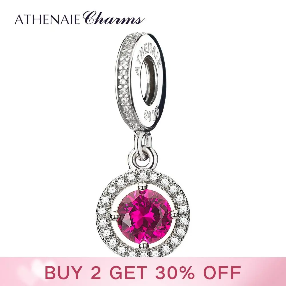 925 пробы серебряный кулон ATHENAIE с прозрачными фианитами|charm pendant|charm bead pendantcharm pendant