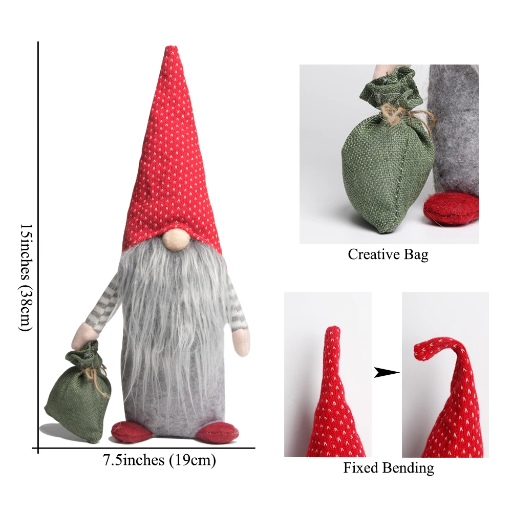 15inch Creative Christmas Swedish Gnome gift bag Tomte Gonme Large Stuffed Toy Elf Christmas Decoration For Home New Year Decor