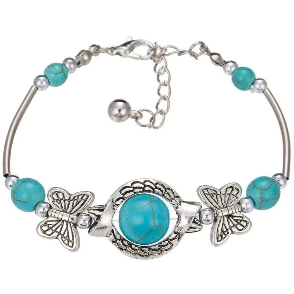 Натуральный бирюзовый браслет Классический роскошный женский летний уникальный