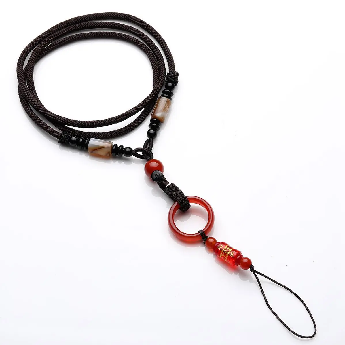 

Original DIY removable two-in-one mobile phone chain natural sardonyx ring buckle hanging neck long mobile phone lanyard