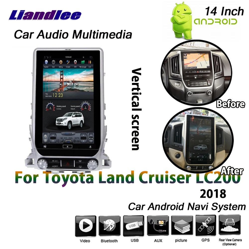 

14 Inch 2+32G For Toyota Land Cruiser LC200 2018 Android 6.0 Up Car Vertical Screen GPS Navigation Multimedia Player