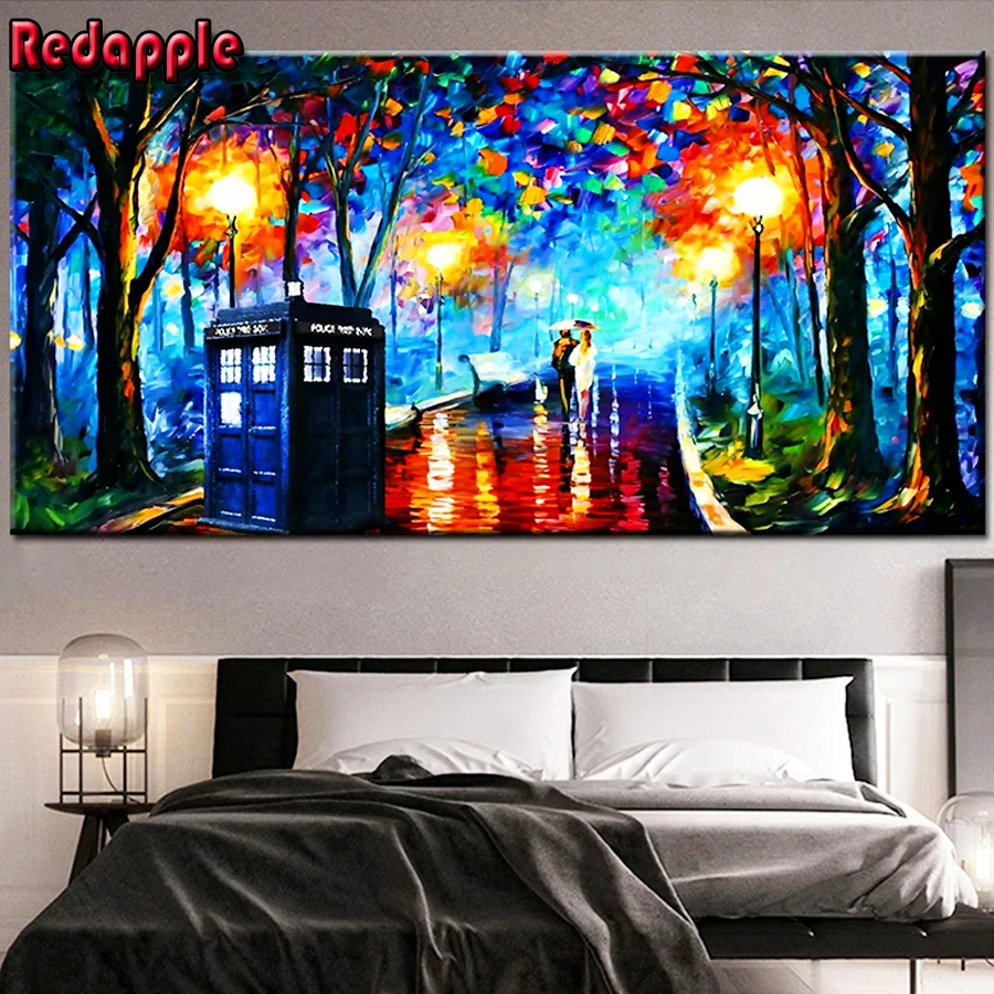 

Large size Diamond embroidery Lover of the Night Landscape diamond painting abstract street full Square Round Diamond Mosaic art