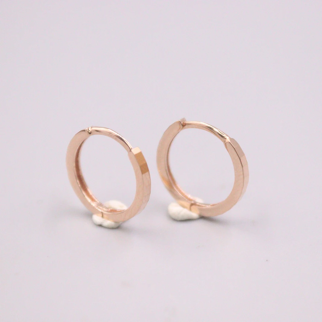 

Real 18K Rose Gold Earrings For Women Setion Surface Real Gold Hoop Earrings 13mmDia Gift Small Circle Gift