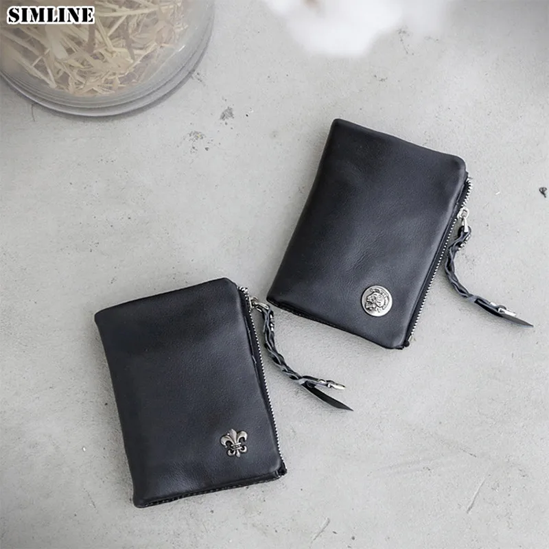 Мужской кошелек из натуральной кожи роскошные дизайнерские Короткие Двойные