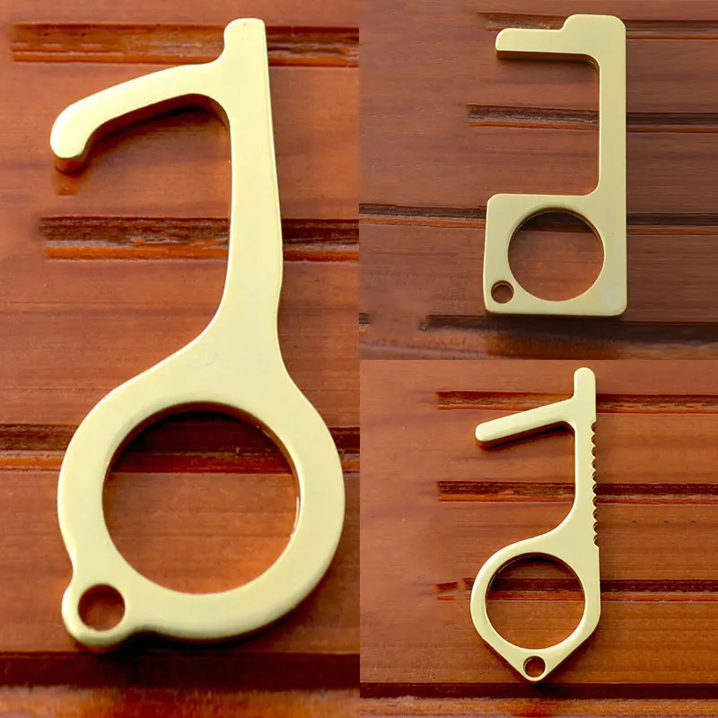 

Zine Alloy Door Handle Tool Keychain Safty Handheld key ring Press Elevator Button Tool Door Opener Tool Convenient