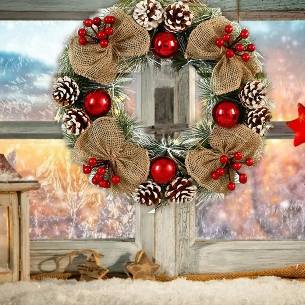 38x38 см Рождественский венок сосновый конус из ротанга подвесная гирлянда ПВХ
