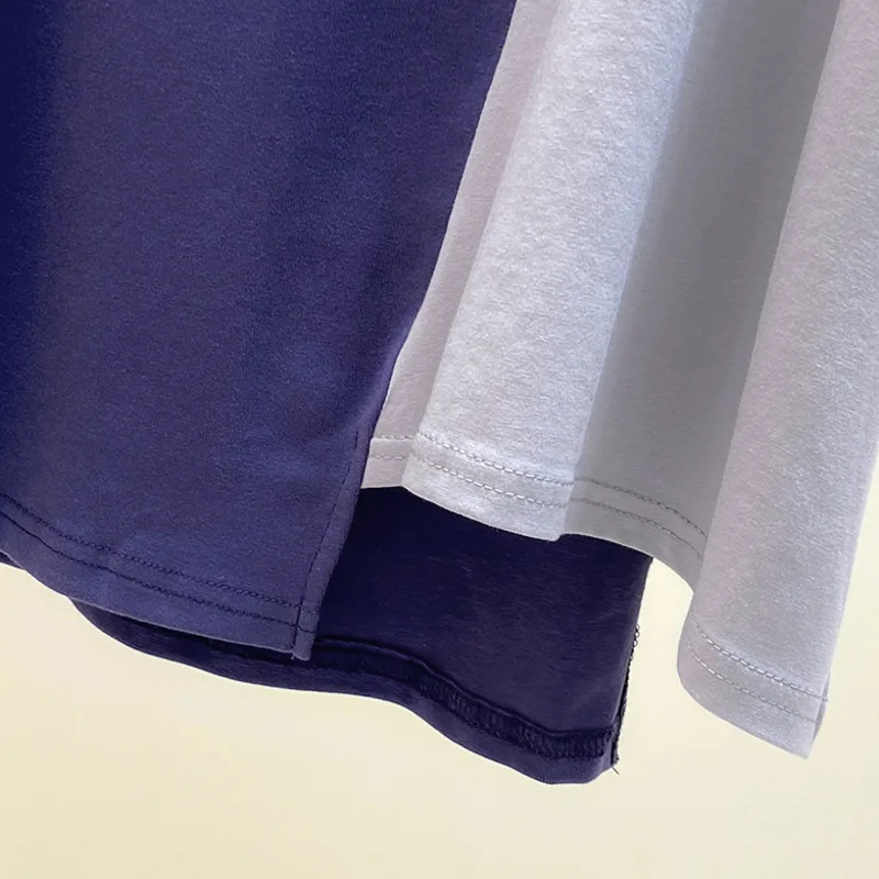 

Nkandby Summer Plus Size Patchwork T-shirt 2021 Women Fashion Off The Shoulder Irregular Loose T Shirt Short Sleeve Tops Femme