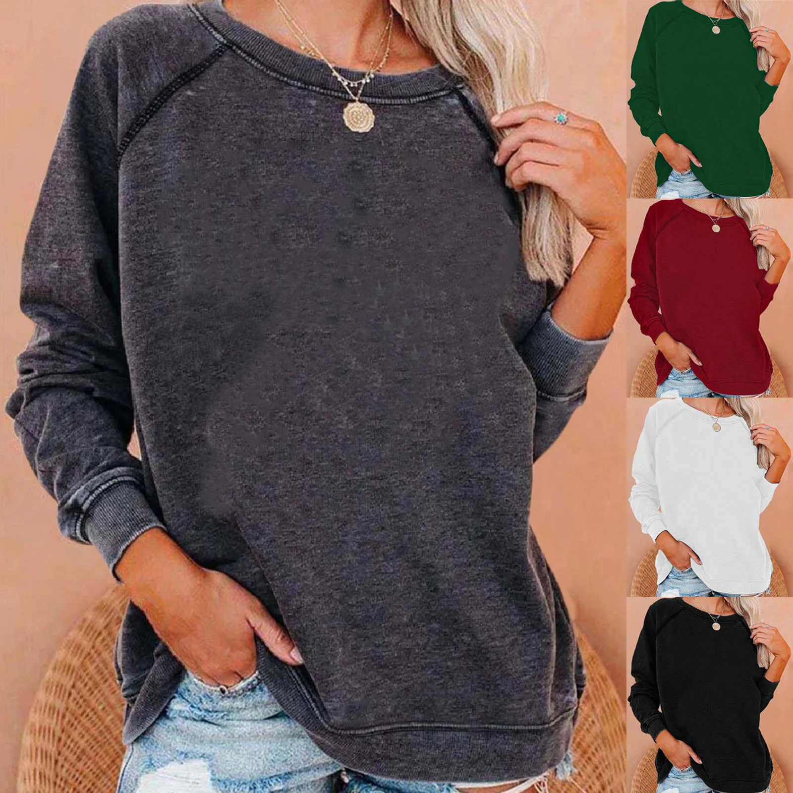 

Womens Hoodies Harajuku Hoodie Cotton Hooded Jacket Casual Long Sleeve Crewneck Tops Solid Pullover Sweatshirts Woman Clothes