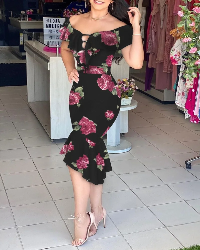 Элегантное платье с оборками женское модное облегающее вечернее открытыми