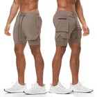 Шорты мужские быстросохнущие 2 в 1, пляжные, двухслойные, для воркаута, спортзала, упражнений, фитнеса, спортивные штаны, лето M-5XL