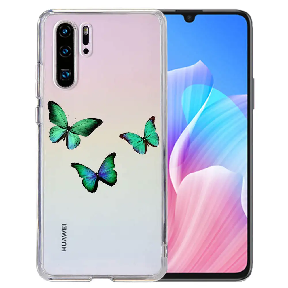 

Color Butterfly Phone Case For Huawei P40 Lite Case P20 P30 Pro P10 Honor 8X 10 20i For Huawei Mate 20 Etui Silicone Coque Capa
