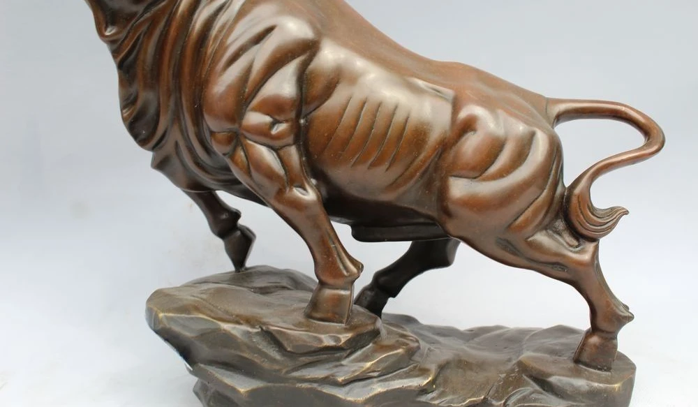 Китайское искусство медная бронзовая скульптура животное быка коровы статуэтка