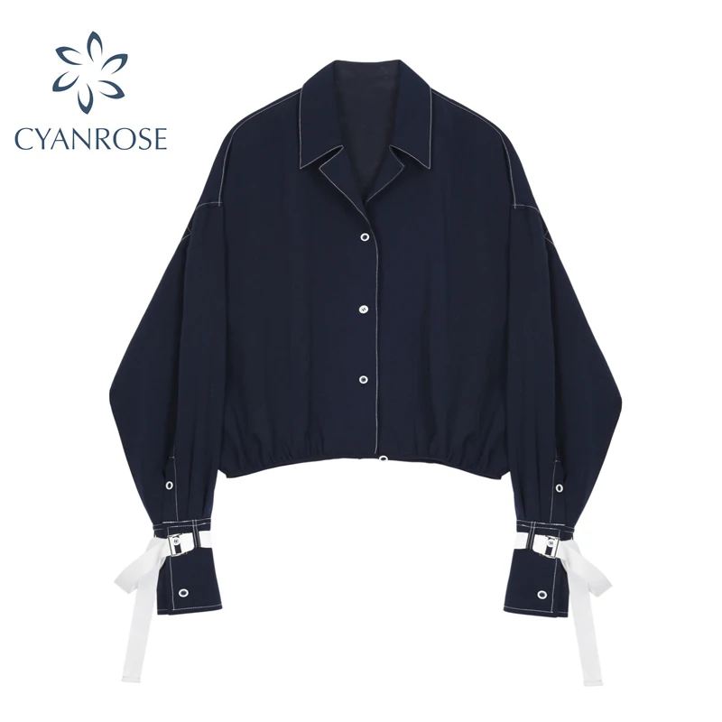 Женская шифоновая блузка на пуговицах Повседневная винтажная свободная офисная