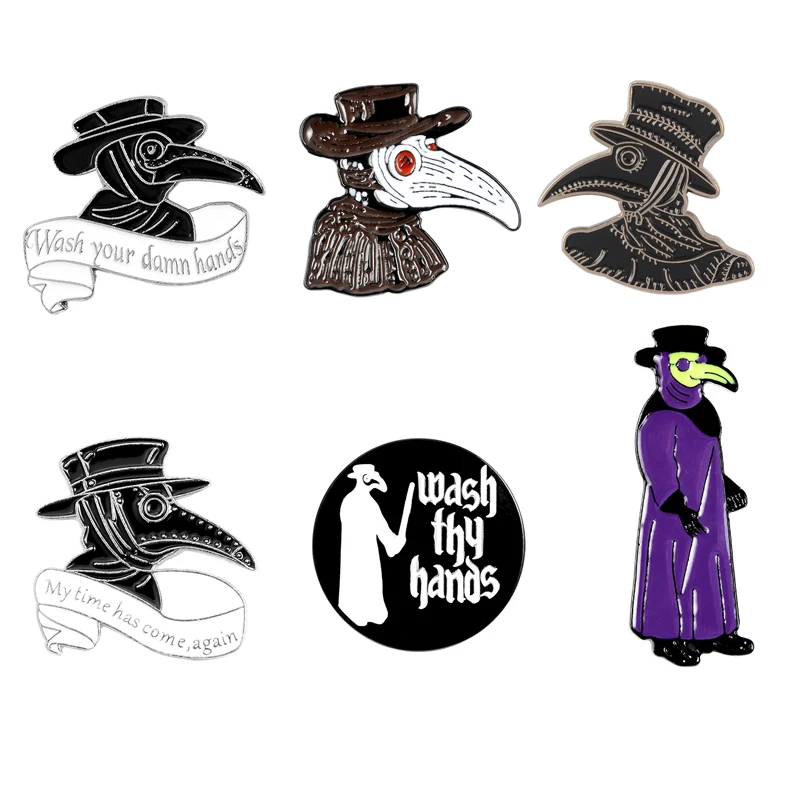 Эмалированная булавка в виде доктора чумы Meme ручная стирка на заказ Броши из