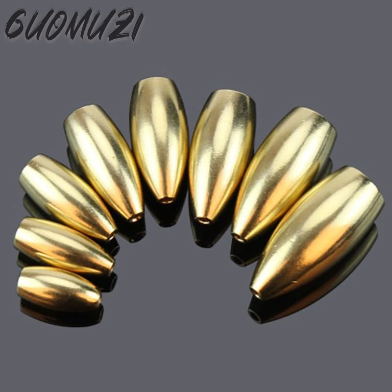 

2pcs Fishing Tackle Accessories Pure Copper Down Sinker Bullet TEXAS RIG Weight Lure Cone Hollow Line Through Fishing Tools