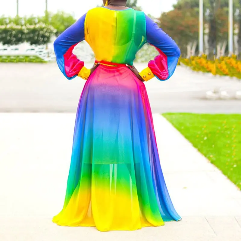 Женское Повседневное платье-макси в африканском стиле с глубоким v-образным