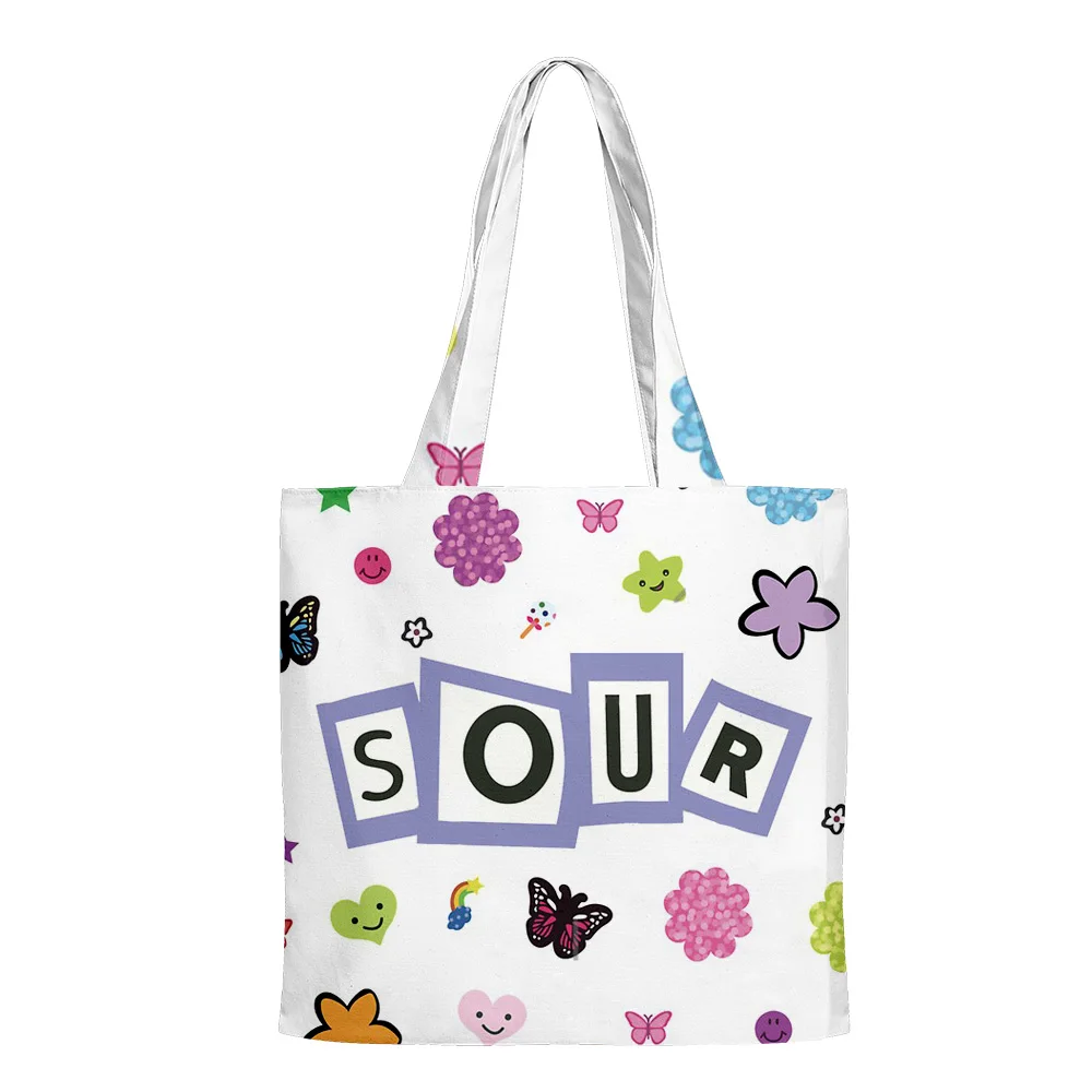 

2021 Оливия Родриго кислая Сумка-тоут 3D унисекс дорожная сумка через плечо для женщин многоразовые складные сумки для покупок сумка для книг ...