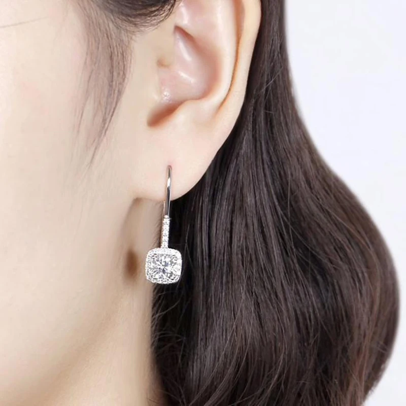 

Classic Design Silver Plated Drop Earrings Dazzling Cubic Zircon Dangle Earrings For Women Wedding Party Elegant Jewelry B4D504