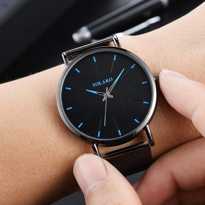 Мужские часы YOLAKO простые Роскошные наручные из нержавеющей стали мужские |