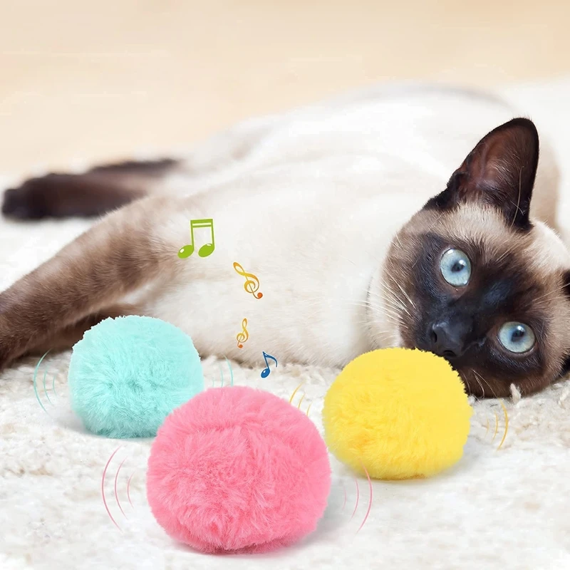 

3 Pcs Toy Balls Kitten Chirping Plush Ball Lifelike Animal Chirp Sounds Built-in Catnip Interactive Kicker Toys