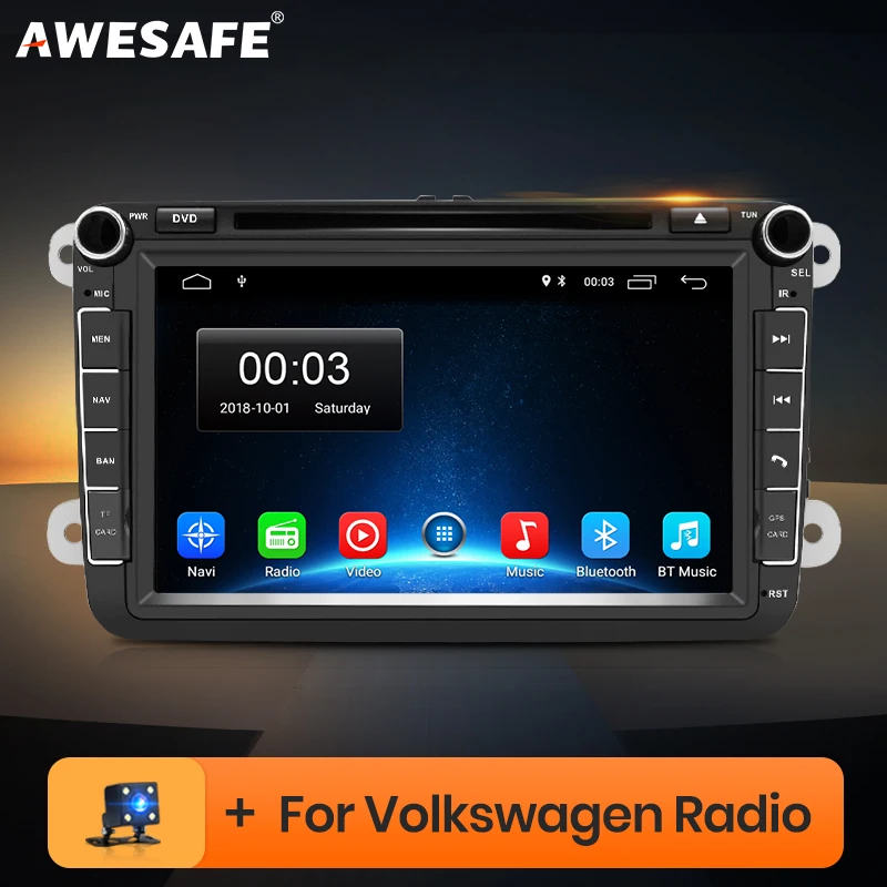 AWESAFE 2 Din Android 8 1 мультимедийный плеер Автомобильный DVD GPS навигация для VW Volkswagen GOLF 6