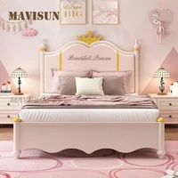nordic modern pink childrens bed for girl with solid wood frame loft princess bed 1 2m 1 5m childrens room furniture set
