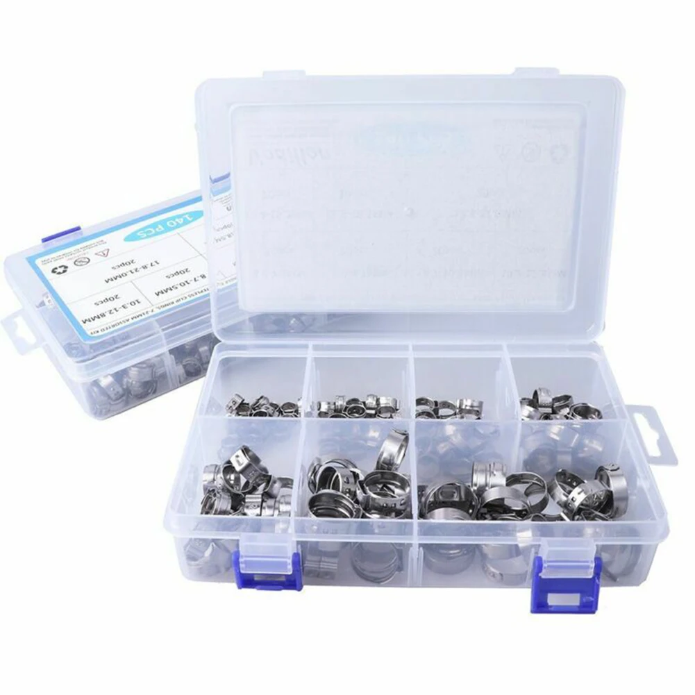 

140PCS 304 Stainless Steel Single Ear & Clamp/Ear Hose Clamps Crimping Tool Kit