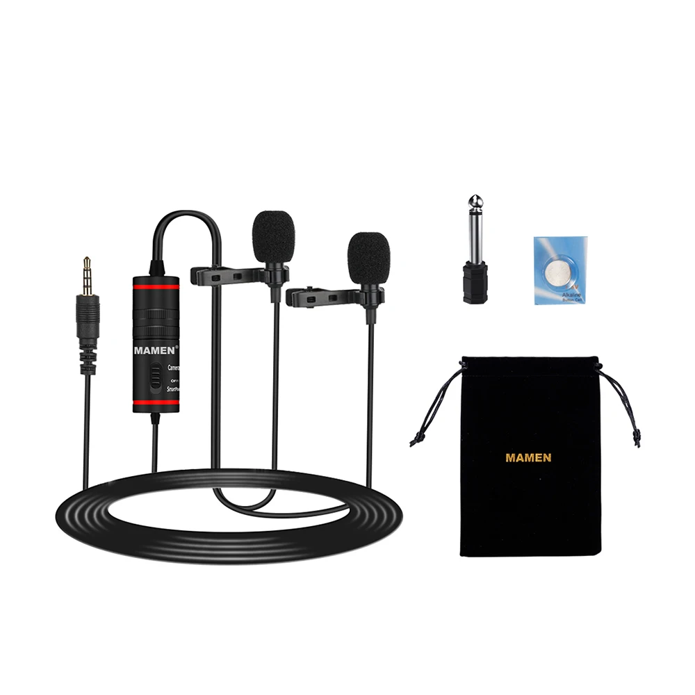 MAMEN KM D1 Pro 3 5 мм Lavalier микрофон с двумя микрофонами всенаправленный звукосниматель 6