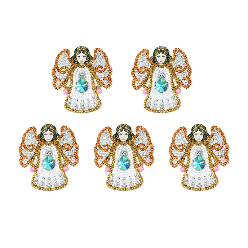 5pcs angel 4/5 шт DIY Полный специальное Форма дрель бриллиант картина мультфильм брелок Хэллоуин Для женщин сумка подвесной орнамент ювелирный ключ кольца - Цвет: 5pcs angel