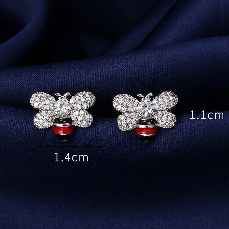 238 silver MIEG Новое поступление, элегантные женские серьги-гвоздики с фианитами и кристаллами в виде бабочки, ювелирные изделия в ассортименте - Окраска металла: 238 silver