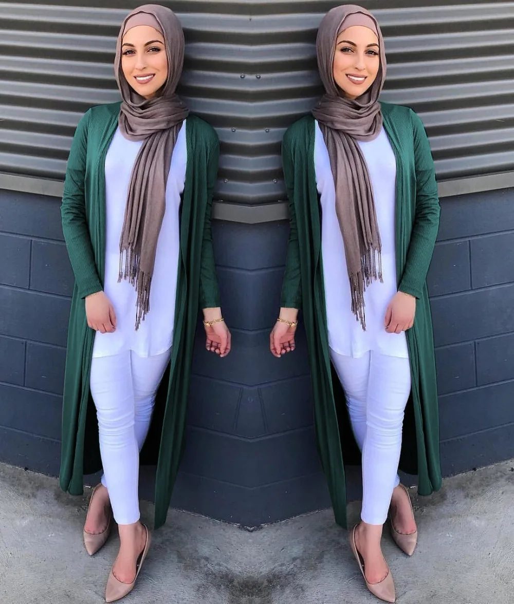 Мусульманская верхняя одежда открытые abaya трикотажные длинные платья кардиган