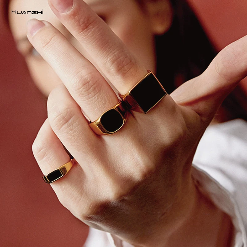 Новинка 2020 простое винтажное геометрическое квадратное гладкое металлическое