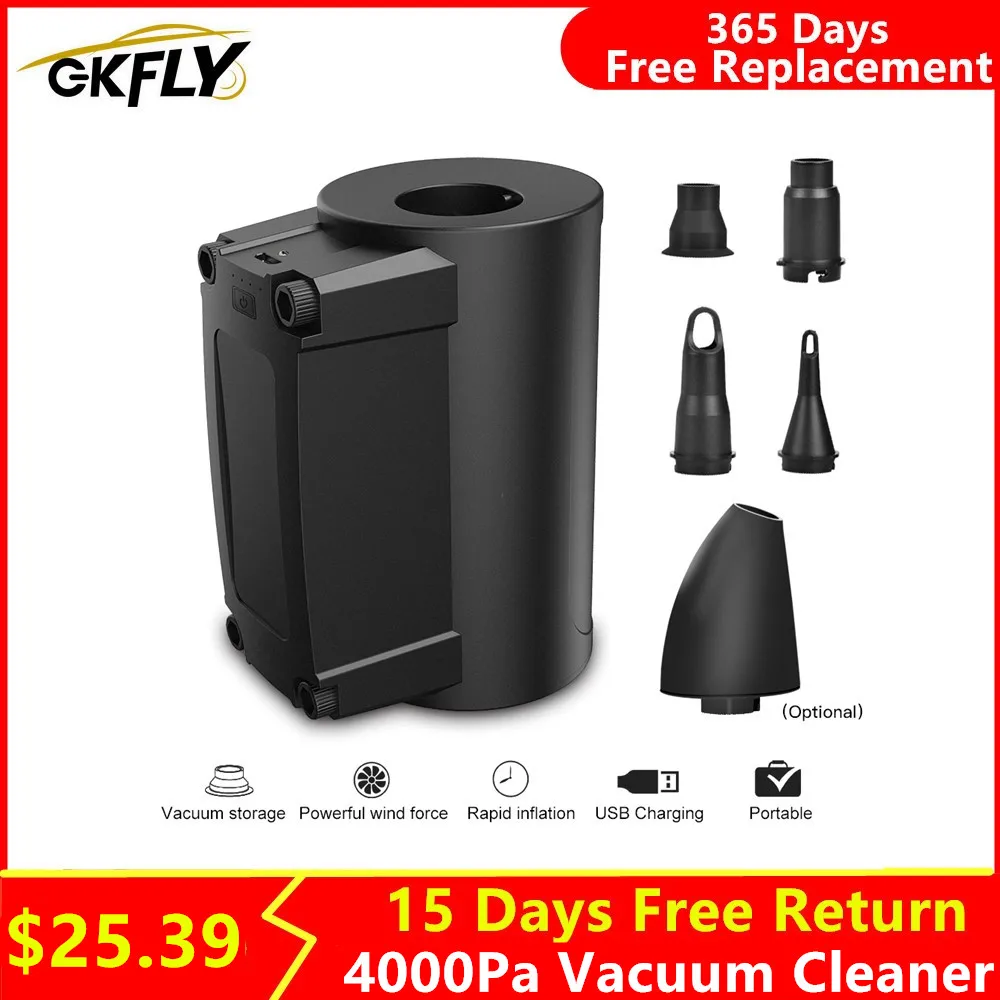 

Портативный пылесос GKFLY 4000Pa, ручной мини-пылесос двойного использования со встроенным аккумулятором