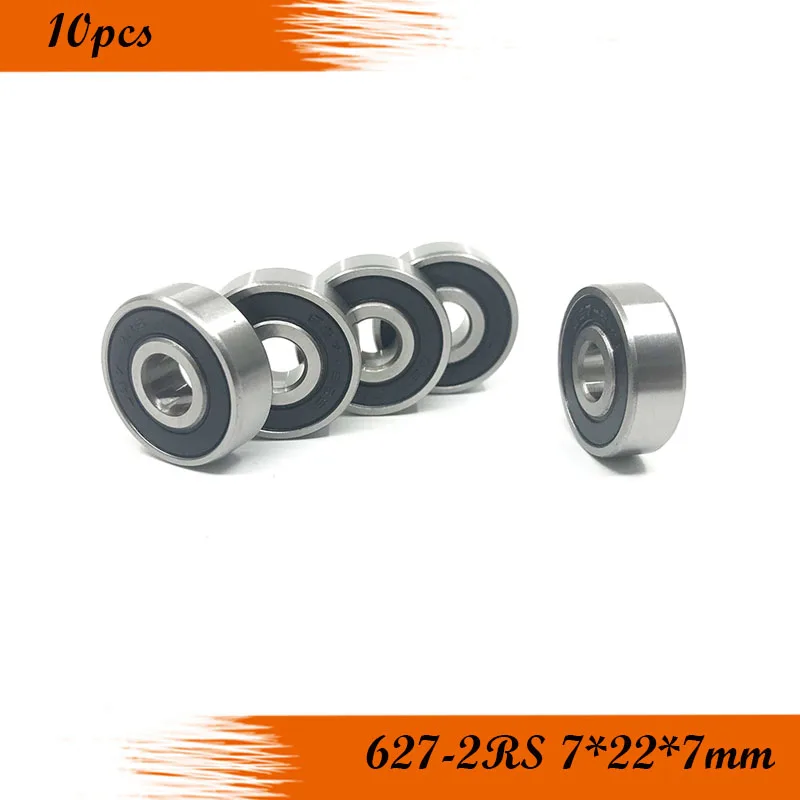 10pcs/Lot 627-2RS 627 RS 7x22x7mm ABEC-3 Rubber Sealed Ball Bearing Miniature Bearing Deep Groove Ball Bearing