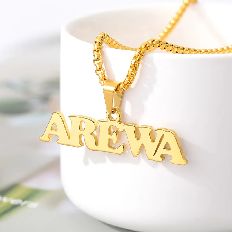 

Custom Box Chain Name Necklaces Jewelry Personality Letter Choker Necklaces with Name For Women Girls Mother
