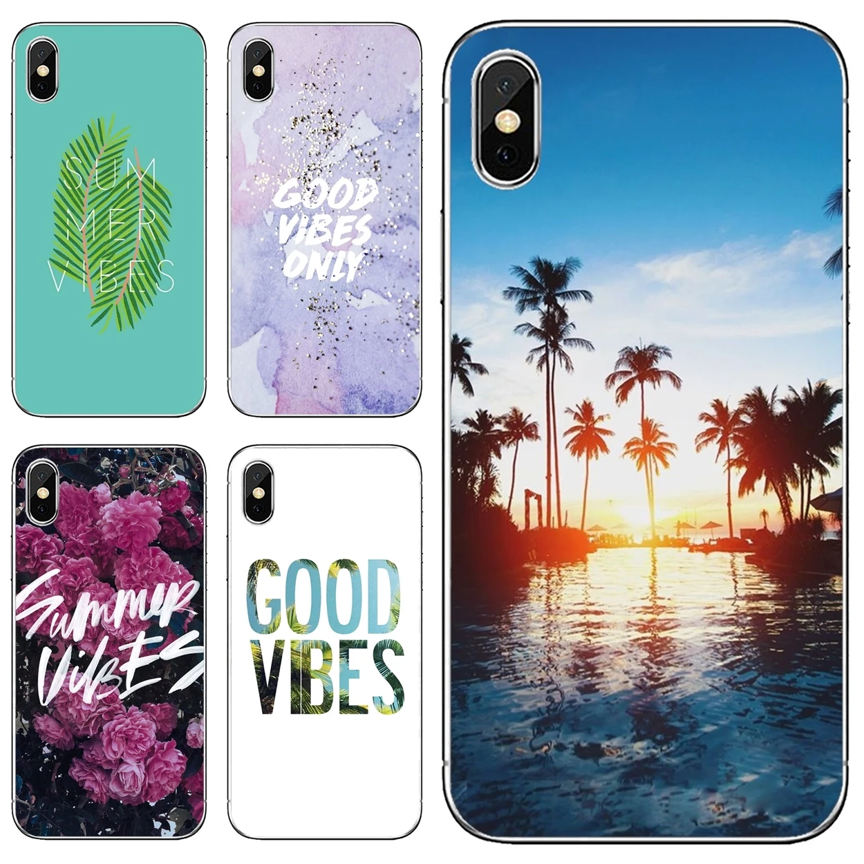 

For iPod Touch iPhone 10 11 12 Pro 4S 5S SE 5C 6 6S 7 8 X XR XS Plus Max 2020 Good-vibes-summer-Art Soft Bag Case