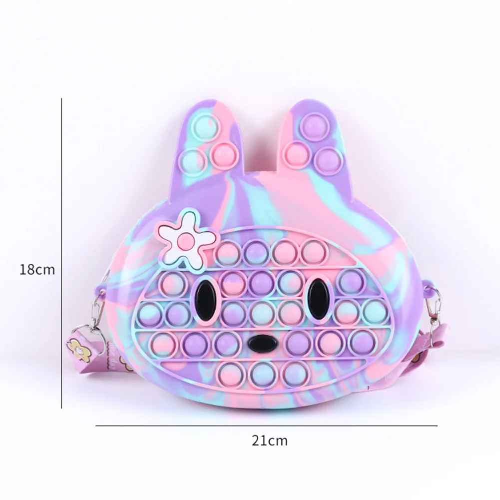 

Kawaii Cute Rabbit Anti-stress popete Shoulder Bags Push Bubble Toy Silicone Simple Dimple Stress Relief Toys For Gift Dropshipp
