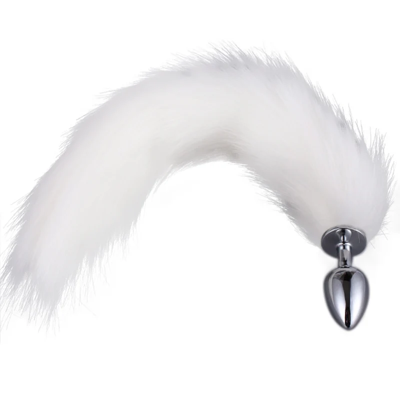 Длинный белый лисий хвост Фетиш взрослые секс игрушки Анальная пробка