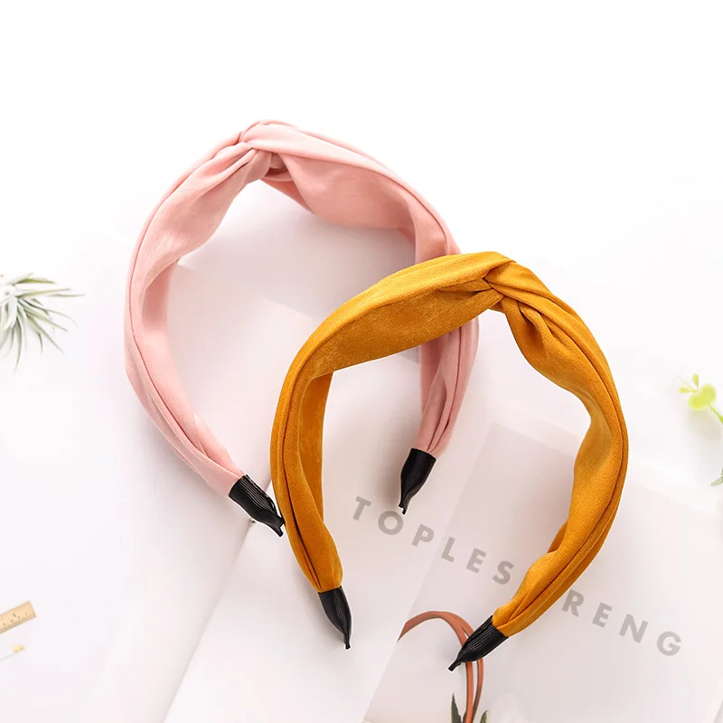 Headband For Women Solid Color Cloth Fabric Knotted Turban Hairband Headwear Girl Head Band Hair Accessories Hoop |