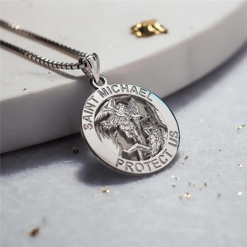 Религиозные круглые Ангел подвеска с Майклом защиты Us медаль Подвески золотым