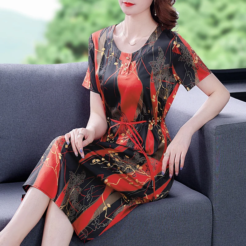 

Женское атласное платье средней длины, элегантное облегающее платье из натурального шелка, с красным принтом, в винтажном стиле, для выпускного вечера, лето 2023