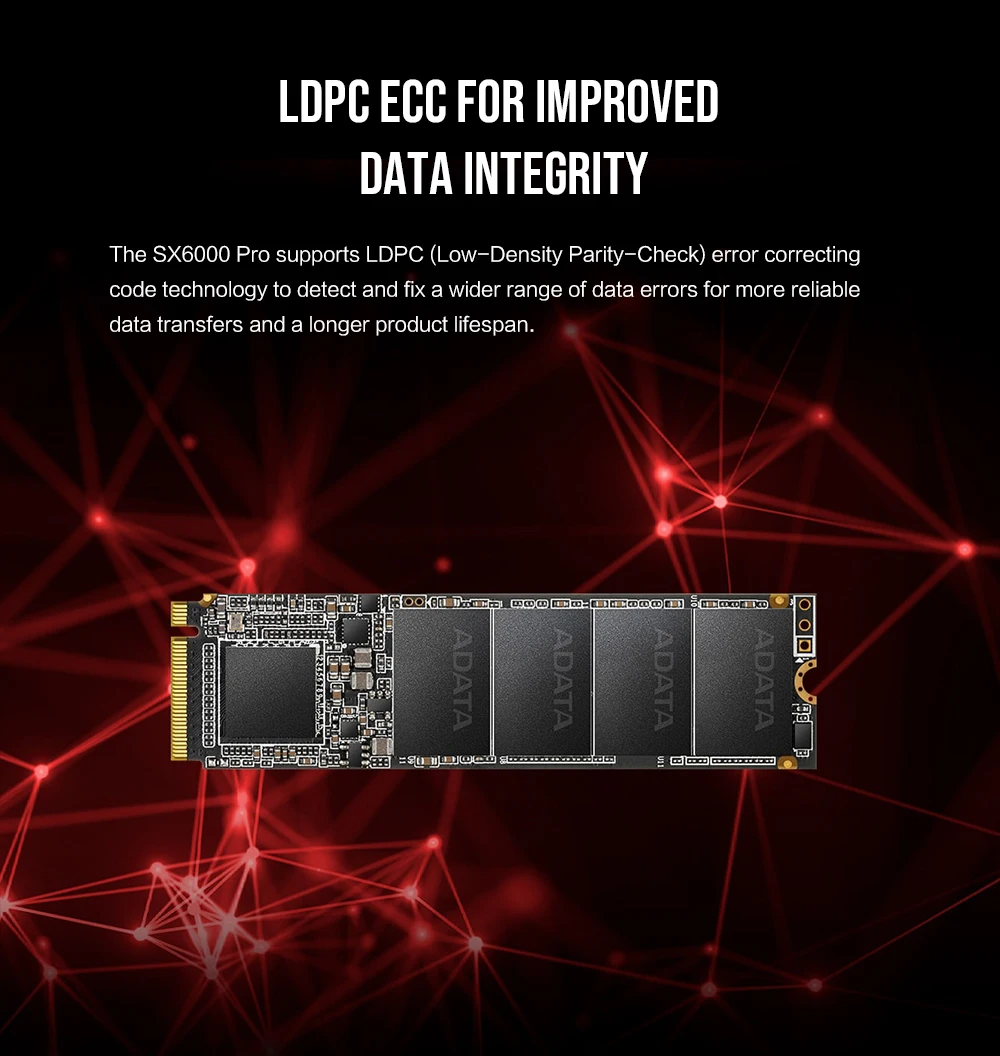 ADATA XPG SX6000 Pro PCIe 256 ГБ 512 3D NAND PCIe Gen3x4 M.2 2280 NVMe 1,2 R/W до 1000/800 МБ/с. твердотельный накопитель