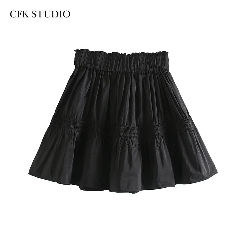 Женские плиссированные мини юбки ZA однотонные элегантные офисные с высокой