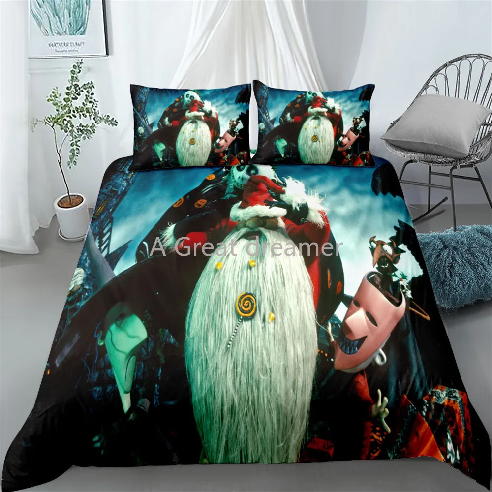 

Hot Sale Cartoon Halloween Nightmare Children Printed Bedding Set Bed Linens Customized Bedding Set Bedroom Set Queen King Size